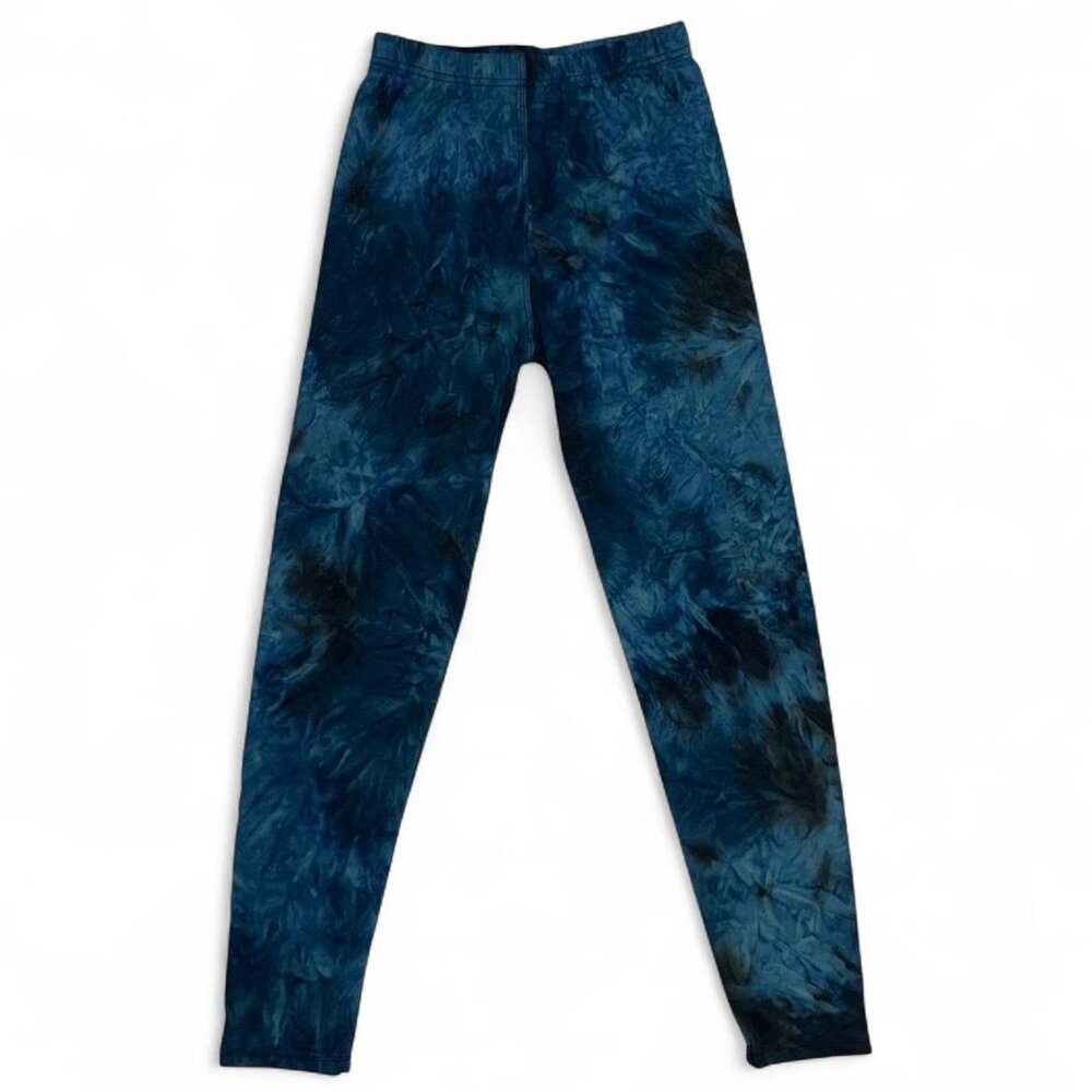 Navy and Teal Blue Tie Dye Soft Stretchy Lighweight Leggings Women's One Size